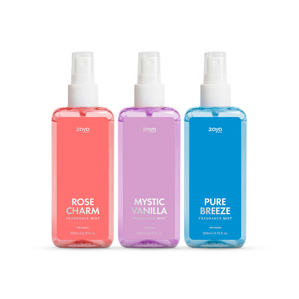 Trio Rose Charm, Mystic Vanilla, Pure Breeze - Fragrance Mist/Body Splash